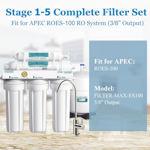 5 Stage ROES 100 RO Water Filter Set Replacement Fits APEC ROES