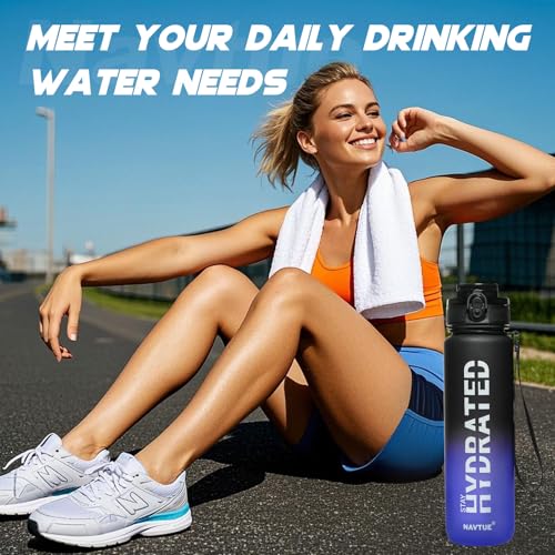 Water Bottle 32 oz Motivational Time Marker Tritan Bottle