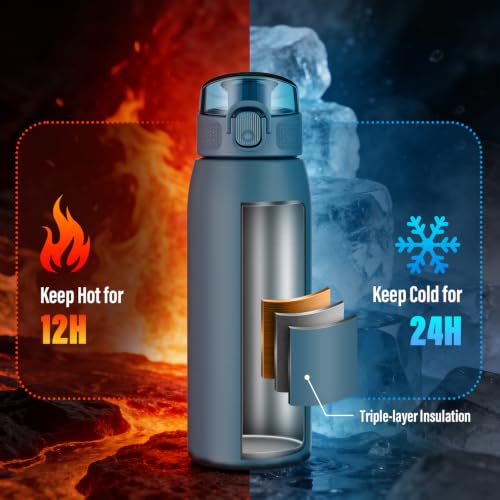 Insulated Water Bottle 18 oz with Dustproof Lid