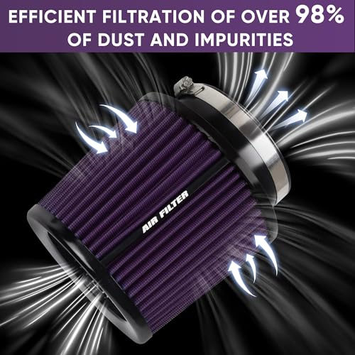 3 3.5 4 Inches Cold Air Intake Filter 76mm 89mm 101mm High Performance Washable Clamp