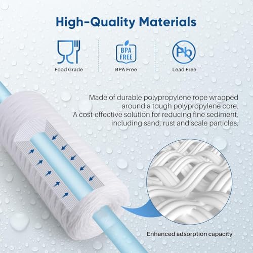 25 Micron 10 x 4.5 Whole House String Wound Sediment Filter for Well Water (2 Count)