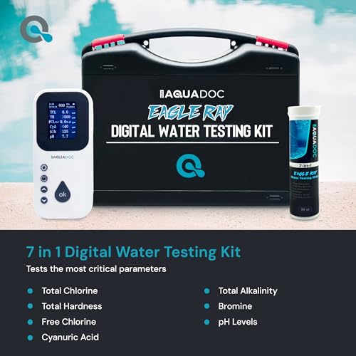 AquaDoc Eagle Ray Digital Water Test Kit for Pool & Spa with 30 Test Strips (30 Count)