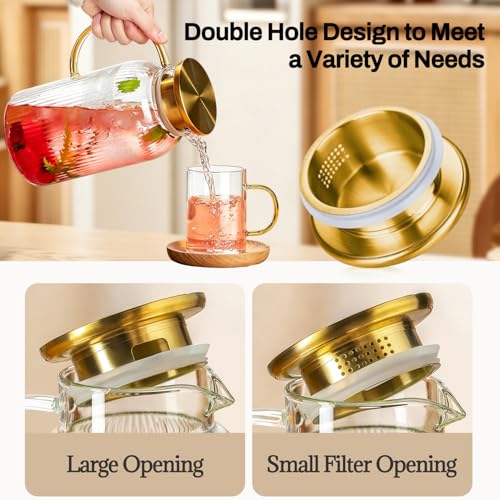2 PACK Glass Pitcher with Lid (2 Count)
