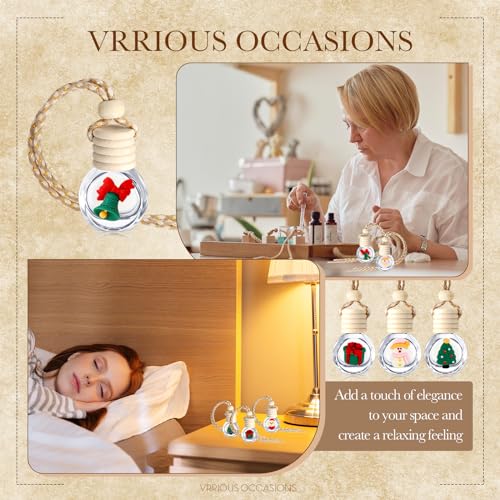 80 Pcs Hanging Car Air Freshener Car Diffuser Bottles Bulk Christmas Empty Glass Perfume Bottle Freshener Clear Diffuser Bottle Pendant for Essential Oil Fragrance Aromatherapy Bottles Ornament (80 Count)