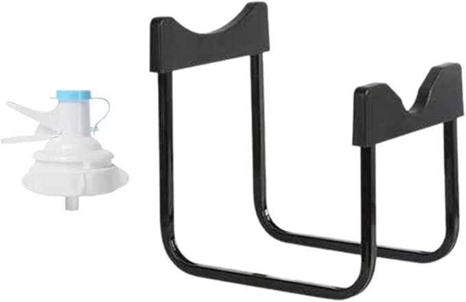 MagiDeal Bottle Jug Rack Barreled Water Rack Reusable Accs Drink Iron Bottle Jug Stand Water Jug Bracket for Outdoor Travel Countertop, Height 29CM black