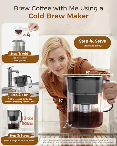 PT 10 Cold Brew Coffee Maker with 1 Magnesium Water Filter