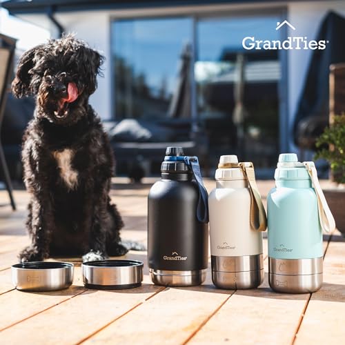 Insulated Portable Dog Water Bottle with 2 Detachable Water Bowl Dispenser