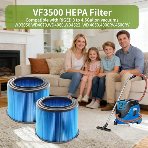 2 Pack Wet Dry Vac Filter VF3500 3 Layer Fine Filter
