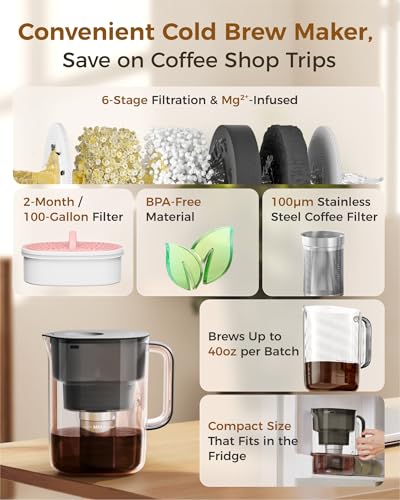 PT 10 Cold Brew Coffee Maker with 1 Magnesium Water Filter