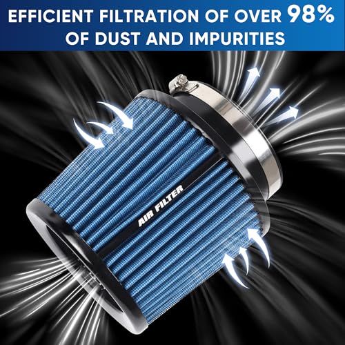 3 3.5 4 Inches Cold Air Intake Filter 76mm 89mm 101mm High Performance Washable Clamp