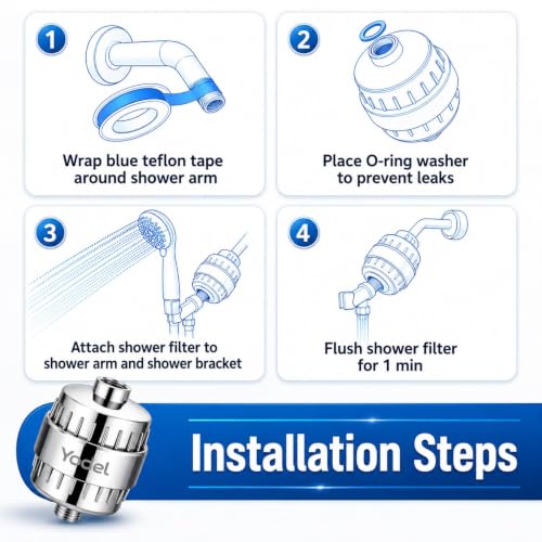 Shower Water Filter for Hard Water with 6 Replacement Cartridges (6 Count)