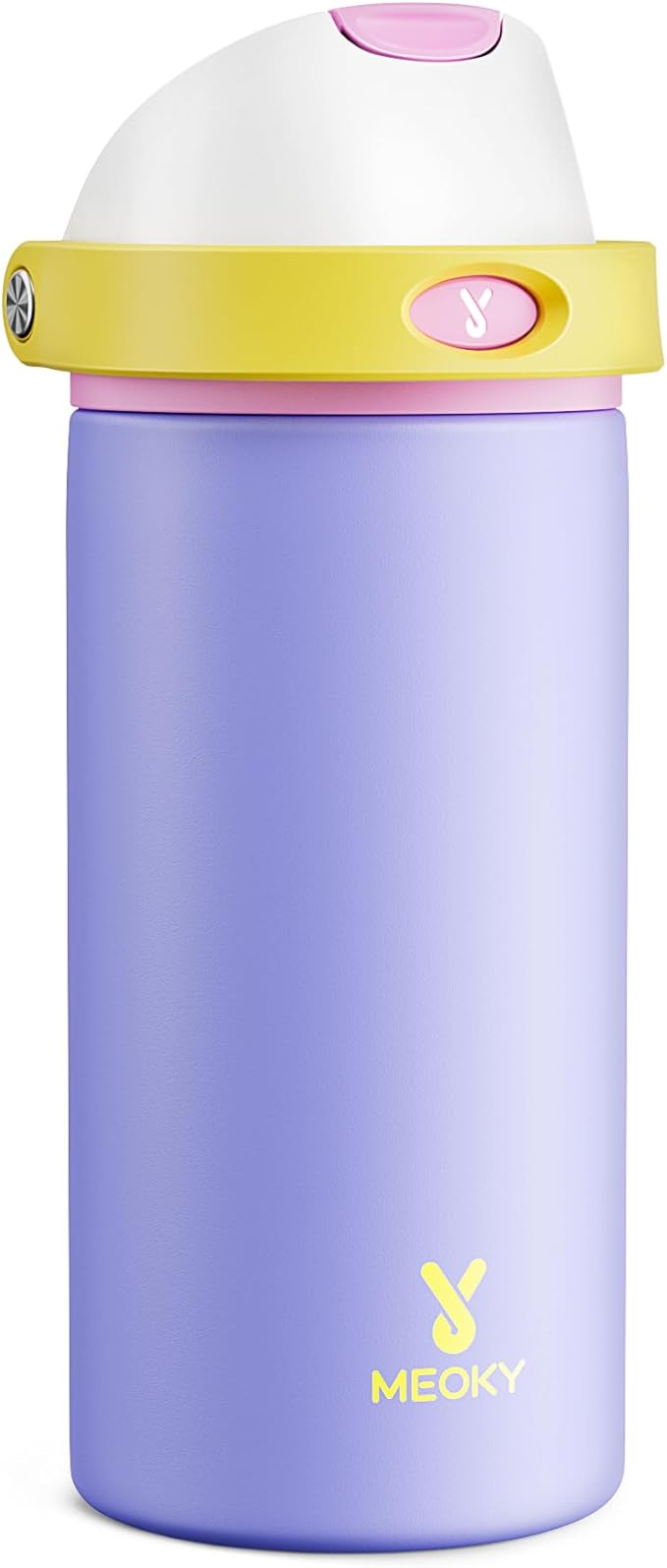 18 oz Insulated Water Bottle for Travel: Meoky Stainless Steel Kids Water Bottle with 2-in-1 Straw and Spout Lid - Leak Proof, Fits in Car Cup Holder, BPA-Free for Gym School, Starry Lilac
