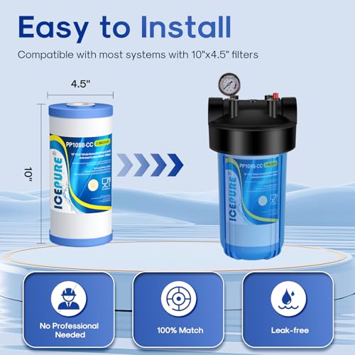 5 Micron 10" x 4.5" Whole House Sediment and Carbon Filter 2 Pack (2 Count)