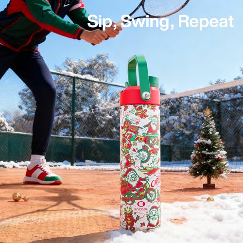 Christmas Insulated Water Bottle with Straw