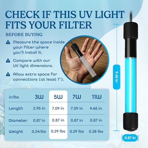 5W Aquarium UV Light for Fish Tank