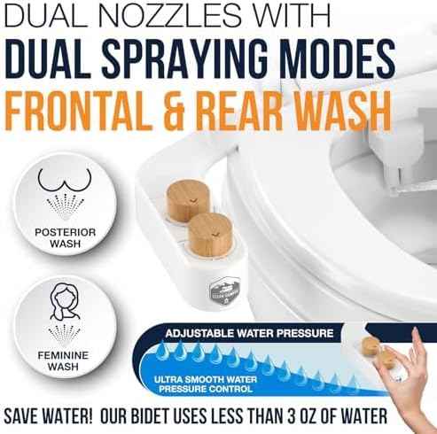 RV Bidet – Only Fits Thetford V, Thetford VI & SeaFlo Plastic Toilets – Not for Porcelain RV Toilets– Easy Install, Front & Rear Spray, Saves 80% TP – Best RV Bathroom Upgrade