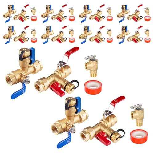 3 4 Inch GUOFIS IPS Tankless Water Heater Valve Kit with Pressure Relief Valve (10 Count)