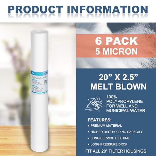 1 Micron 20"x2.5" Polypropylene Sediment Water Filter (6 Count)