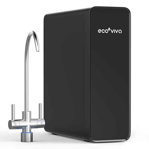 Ecoviva Reverse Osmosis Water Filtration System, 600GPD, Reverse Osmosis System, Drinking Water, 8 Stage Filtration, 2.5:1 Osmosis System, Drain Ratio, RO and Filtered Water