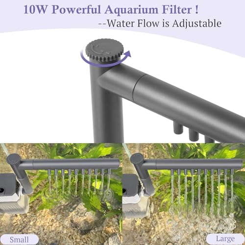 10W 130GPH Powerful Aquarium Filter for 10