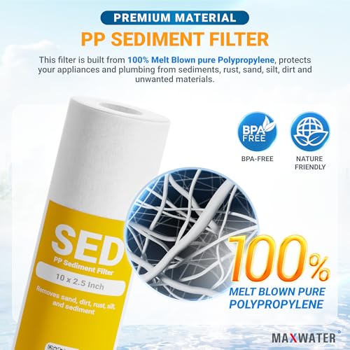 10 Pack of 10 Micron 10" x 2.5" Inch Polypropylene Sediment Filters compatible with 10" Standard RO Reverse Osmosis and WH Whole House Systems