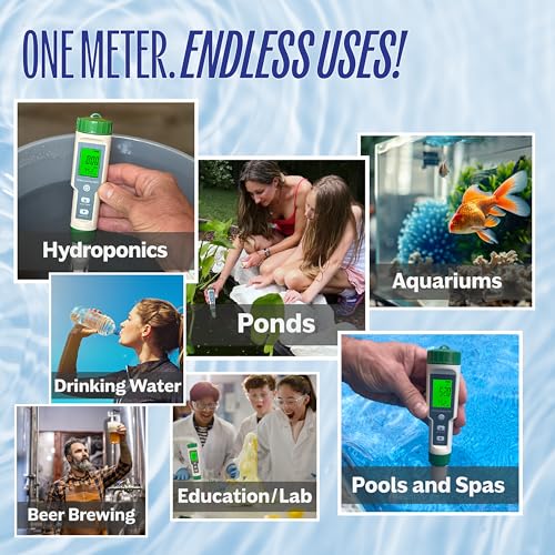 5-in-1 Digital Water Testing Meter | pH, TDS, EC, Salinity & Temperature Tester | Hydroponics, Aquarium, Pool & Drinking Water Quality Monitor