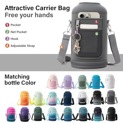 Insulated Water Bottle with Portable Carrier Bag for Outdoor 64 oz