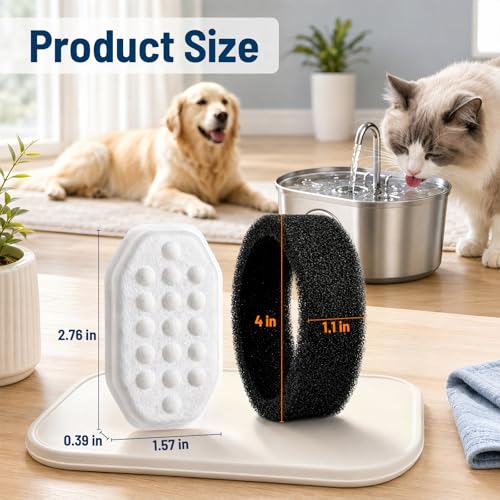 Cat Water Fountain Filters 40 Pack Fits Rellaty & Neareal Pet Fountains