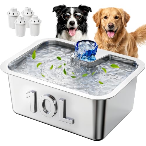 10 L Stainless Steel Dog Water Fountain for Large Dogs (328 Ounce)