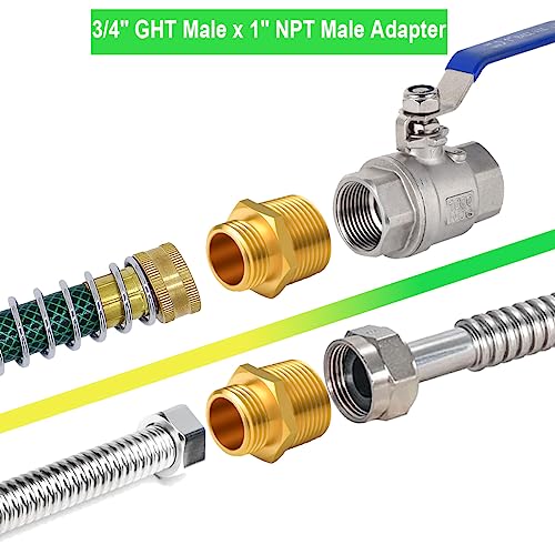 4 PCS 3 4" GHT Male x 1" NPT Male Garden Hose Adapters (4 Count)