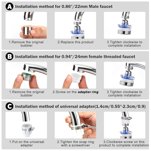 3 Pack Sink Water Filter Faucet and 10 Filter Elements Set