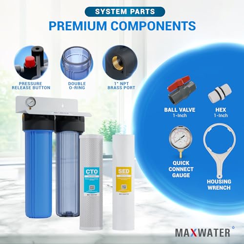 20" Dual Clear & Blue Whole House Water Filter 1" w