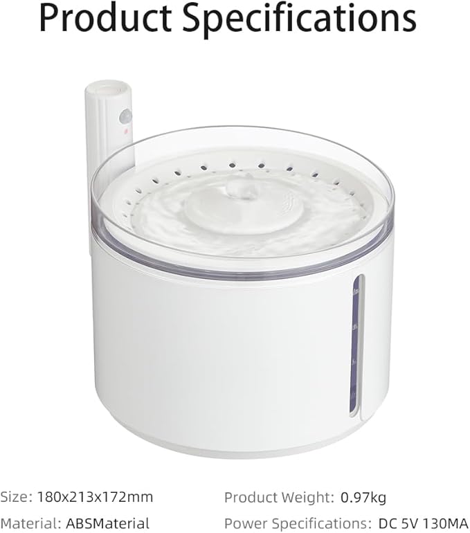 Smart Automatic Pet Water Fountain, 2.2L Cordless with Infrared Sensor, Dual Modes, Ultra-Quiet Pump, Safe for Cats & Dogs (White, Infrared Sensor)