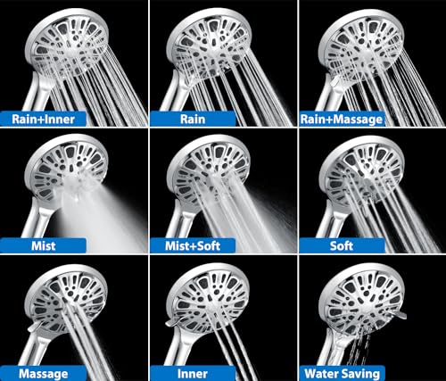 2 in 1 Shower Head with Handheld Combo High Pressure Silver 2.5 GPM