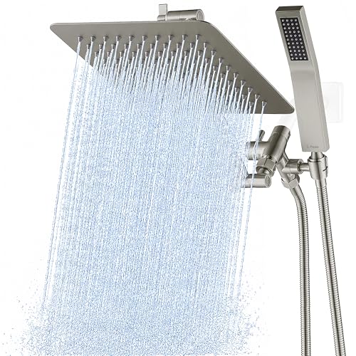 All Metal 10" Dual Square Shower Head Combo