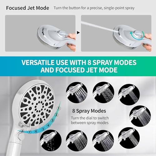 Shower Head High Pressure Handheld with 15