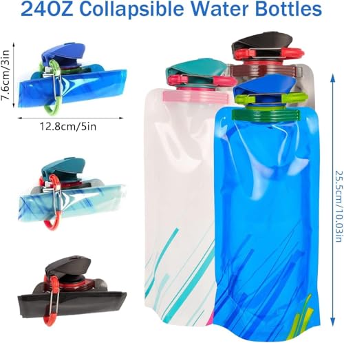 6 Pack Collapsible Water Bottles for Travel (24 Count)
