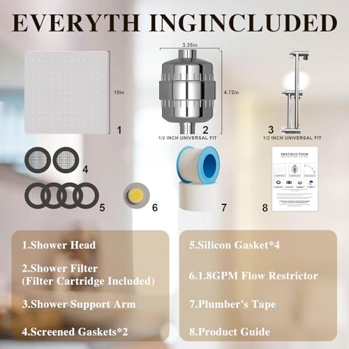 Filtered Shower Head with Adjustable Extension Arm