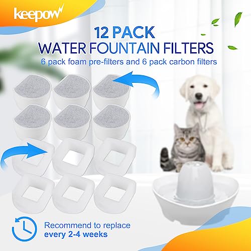 12 Pack Cat Water Fountain Filters Compatible with PetSafe Drinkwell