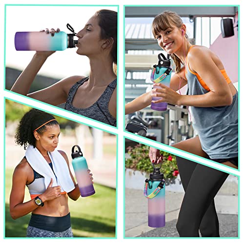 40oz Insulated Water Bottles with Straw and Paracord Handle (9 Count)