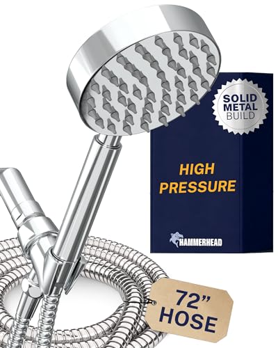 Solid Metal Handheld Shower Head with Hose and Brass Holder