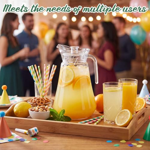 Tessco 6 Pcs Plastic Pitchers 60 Oz Clear Water Beer Jug Large (6 Count)