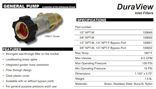General Pump Brass Inline Water Filter - Male NPT - AquaVibe