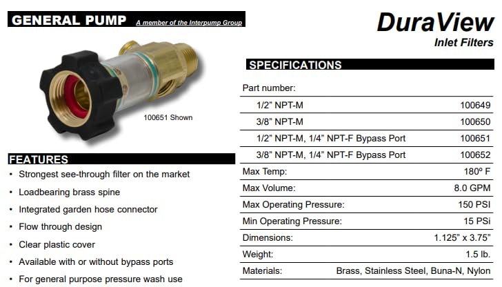 Brass Inline Water Filter
