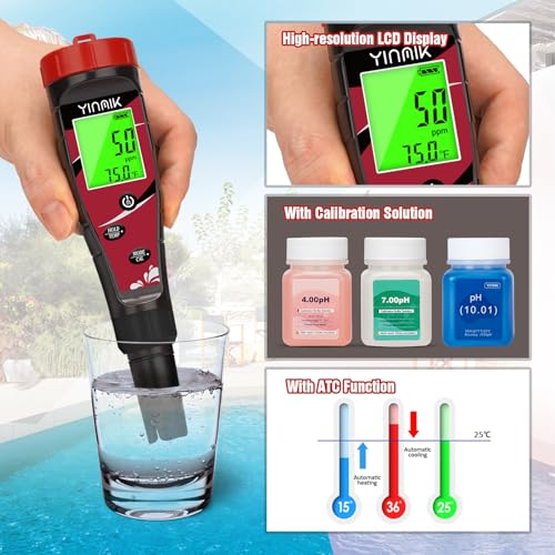 Pool Chlorine pH Meter Digital Salt pH Tester for Salt Water Pool
