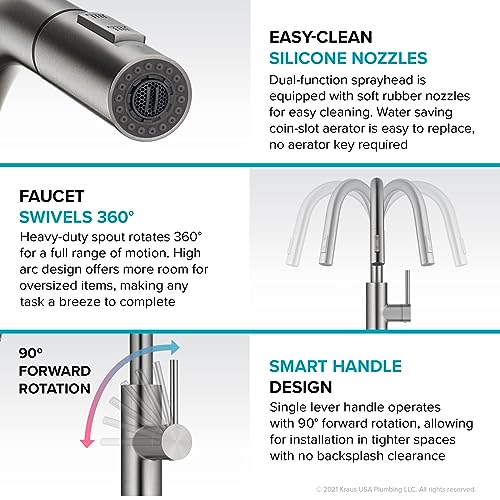 Chrome 15 in Single Handle Pull Down Kitchen Faucet KPF