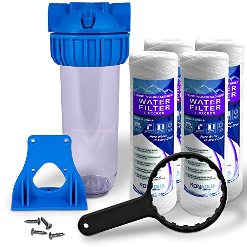 10 Inches Transparent Standard Whole House Water Filter System with Presser Relief Valve