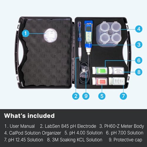 PH60Z SA Smart Handheld pH Meter Tester Kit with LabSen 845 ATC pH Electrode for Lab