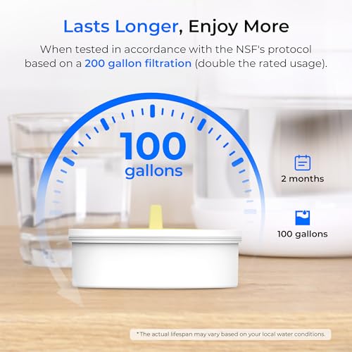 PT-09W 10-Cup Large Glass Water Filter Pitcher, Eco-Friendly