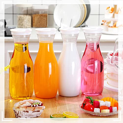 6 Pcs Plastic Water Carafe with Lid 32 Oz Clear (6 Count)